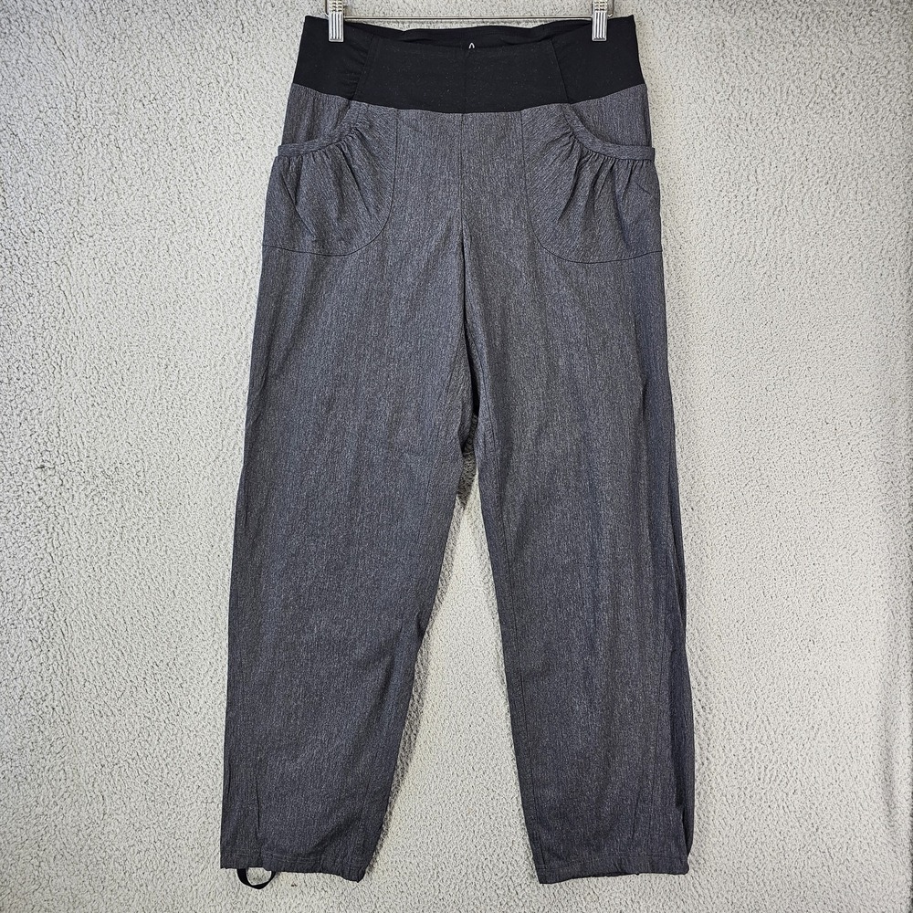 Prana Pants Womens Large Gray Short Inseam Stretch Waistband Travel Outdoor Yoga